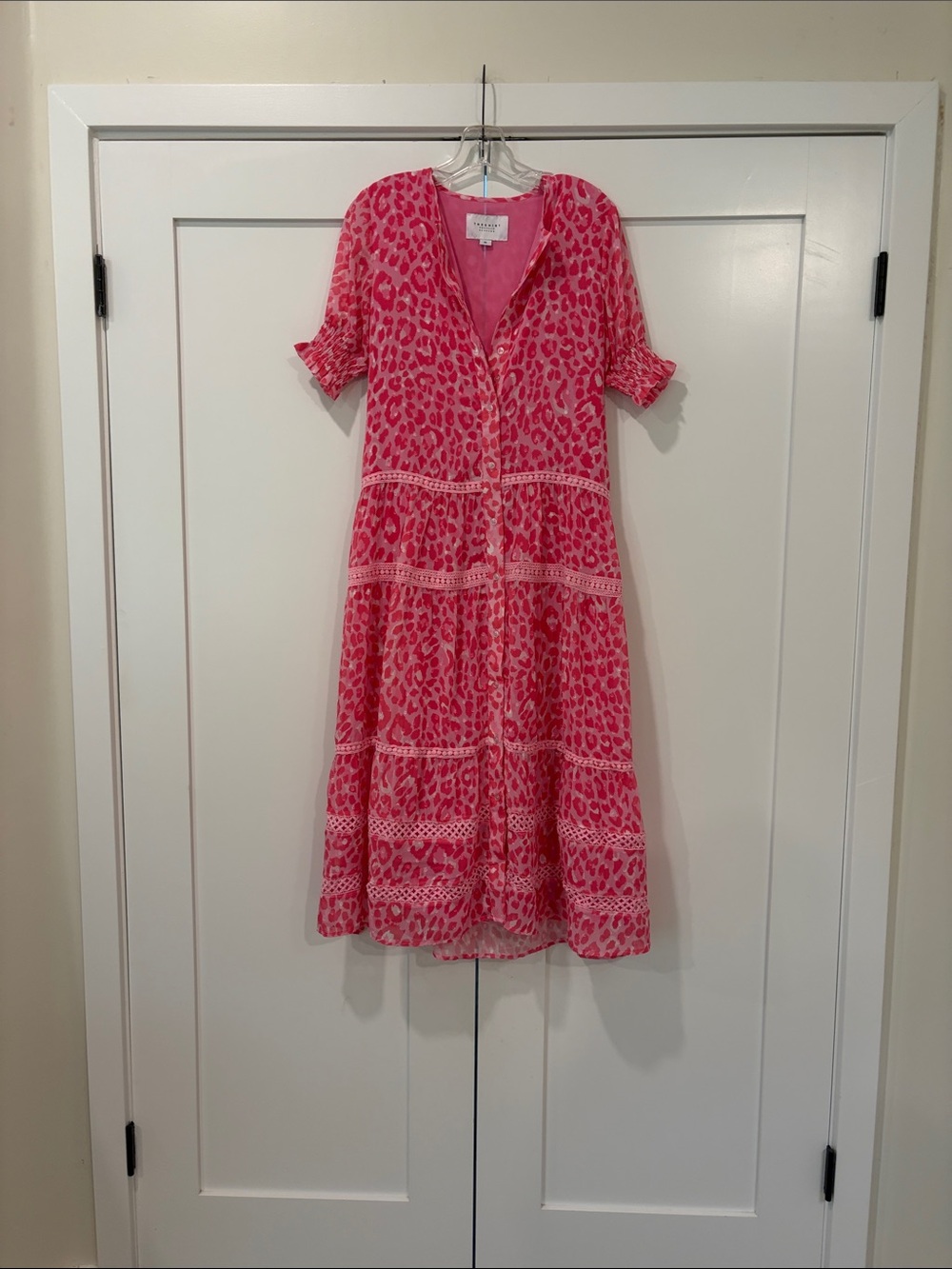 THE SHIRT by Rochelle Behrens - Pink Animal Print Tiered Maxi Dress